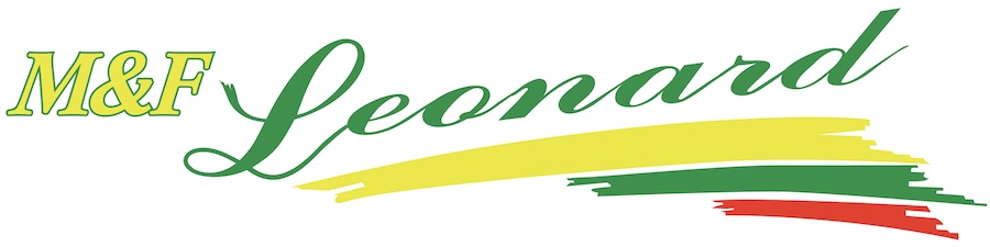 M And F Leonard Coaches Logo Small M&F Leonard logo with colorful brush strokes